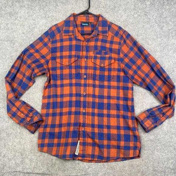 Kavu Shirt Mens Medium Long Sleeve Button Front Pockets Plaid Camping Flannel - Picture 1 of 9